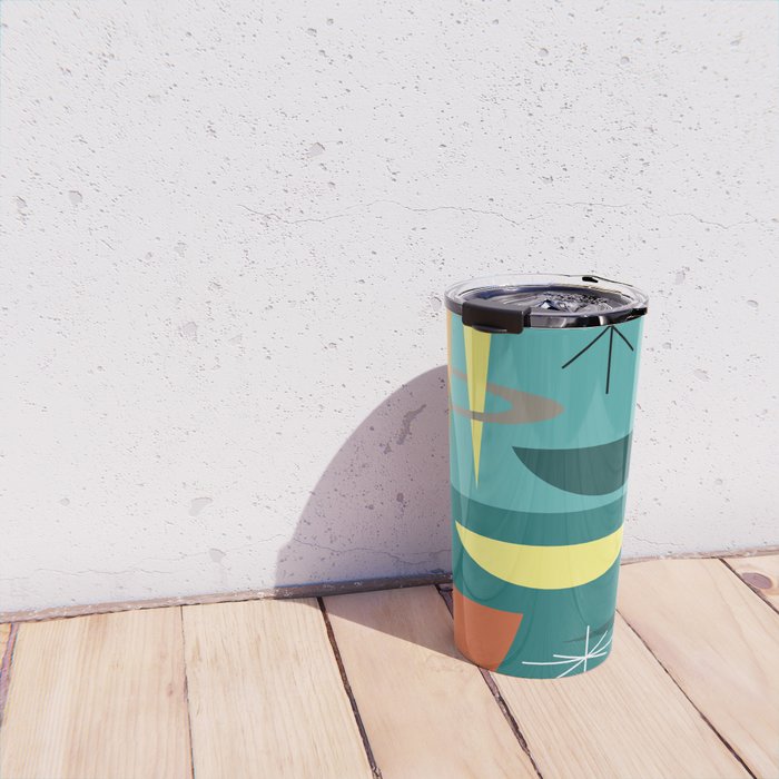 Turquoise Mid Century Modern Travel Mug Gallery Image 4