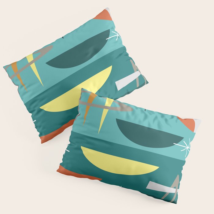 Turquoise Mid Century Modern Pillow Sham Gallery Image 1