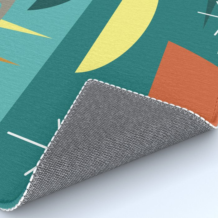 Turquoise Mid Century Modern Rug Gallery Image 4