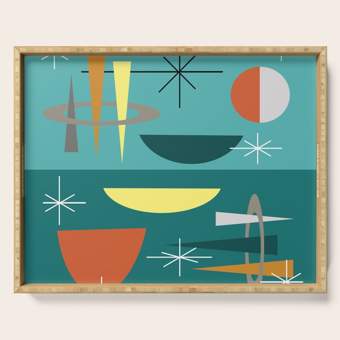 Turquoise Mid Century Modern Serving Tray Gallery Image 1