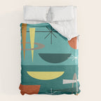Turquoise Mid Century Modern Duvet Cover Gallery Image 6