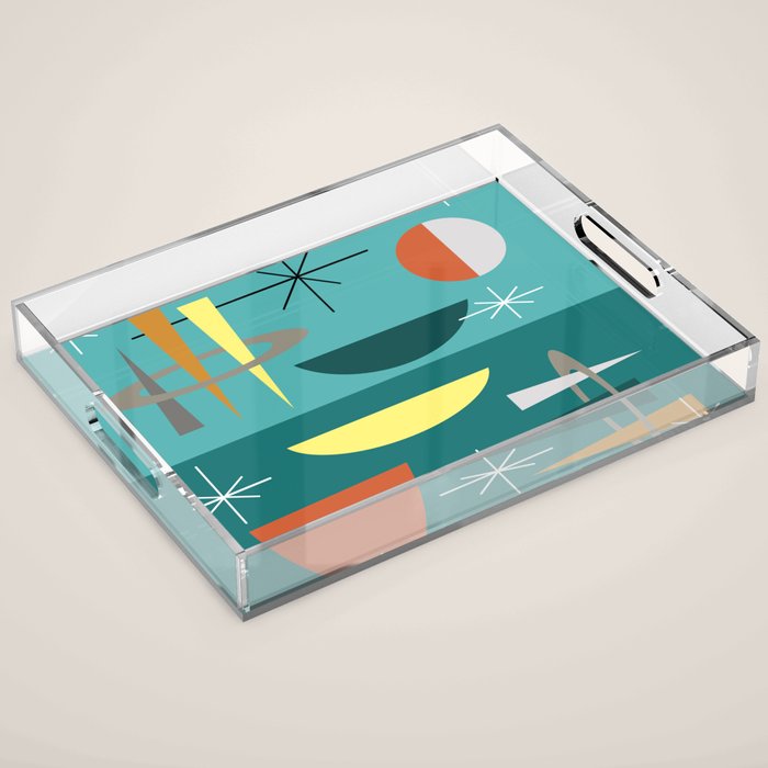 Turquoise Mid Century Modern Acrylic Tray Gallery Image 1