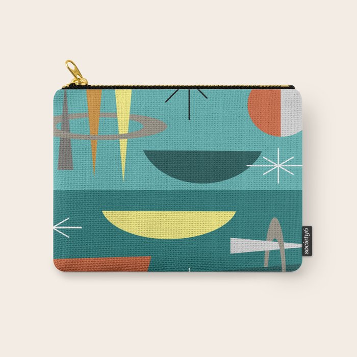 Turquoise Mid Century Modern Carry All Pouch Gallery Image 1