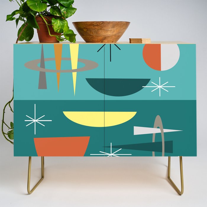 Turquoise Mid Century Modern Credenza Gallery Image 1