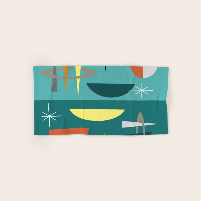 Turquoise Mid Century Modern Bath Towel Gallery Image 1