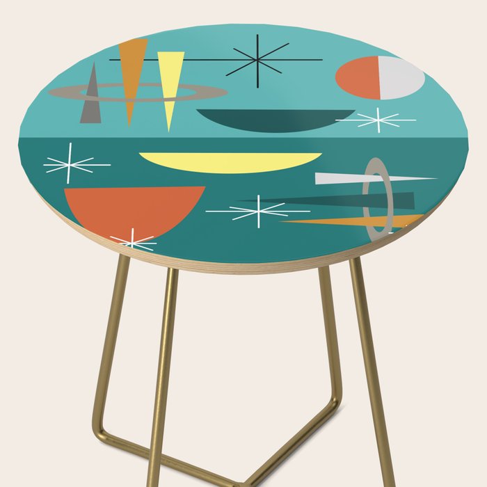 Turquoise Mid Century Modern Side Table Gallery Image 2