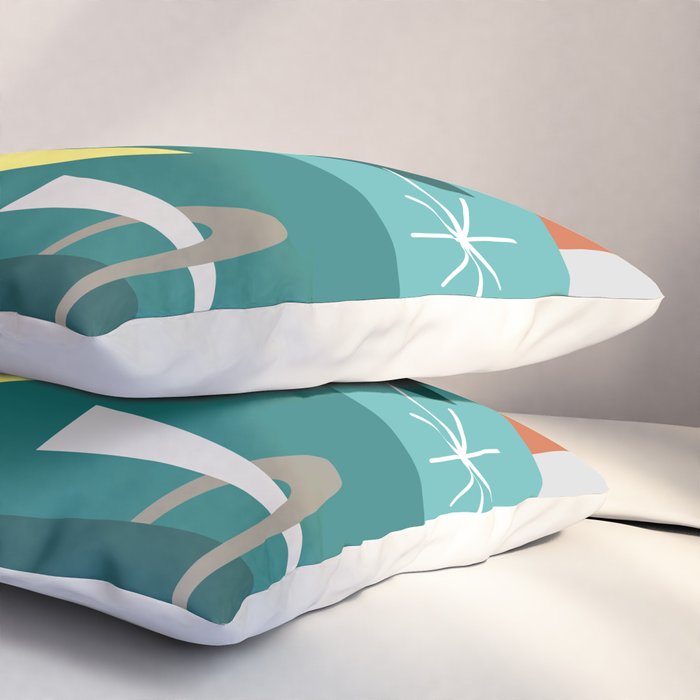 Turquoise Mid Century Modern Pillow Sham Gallery Image 3