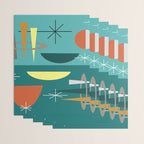 Turquoise Mid Century Modern Wrapping Paper Gallery Image 3