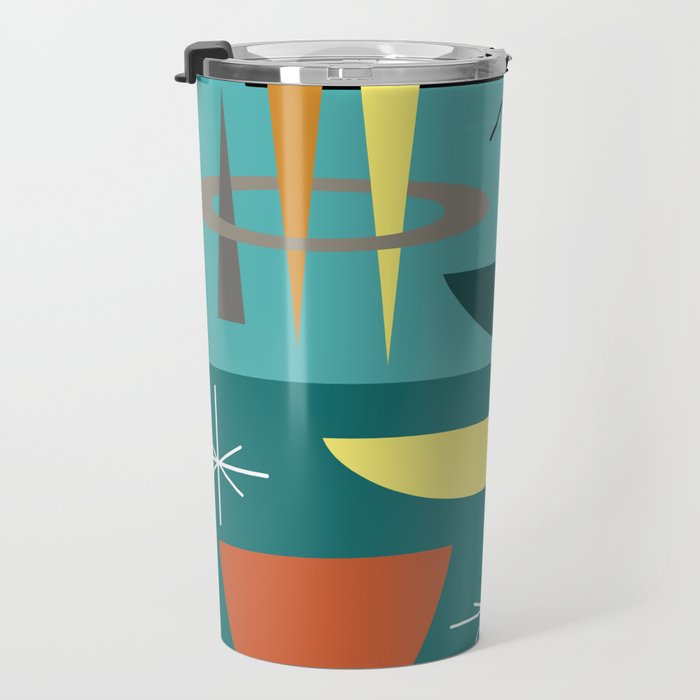 Turquoise Mid Century Modern Travel Mug Gallery Image 3