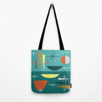 Turquoise Mid Century Modern Tote Bag Gallery Image 2