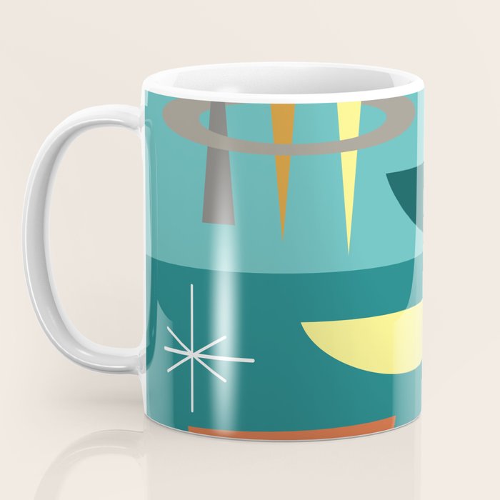 Turquoise Mid Century Modern Coffee Mug Gallery Image 3