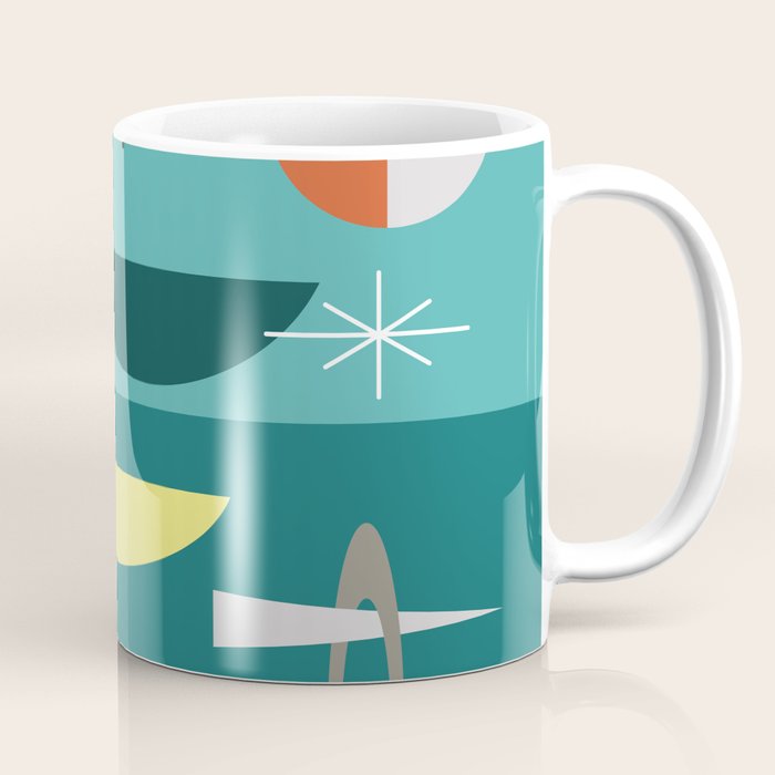 Turquoise Mid Century Modern Coffee Mug Gallery Image 1
