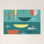 Turquoise Mid Century Modern Welcome Mat Gallery Image 1