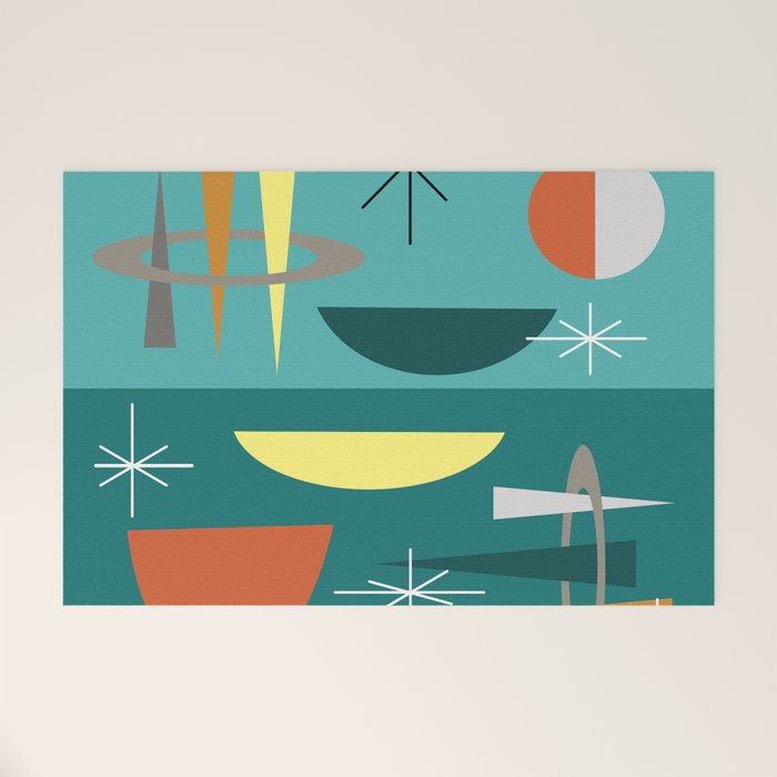 Turquoise Mid Century Modern Welcome Mat Gallery Image 1
