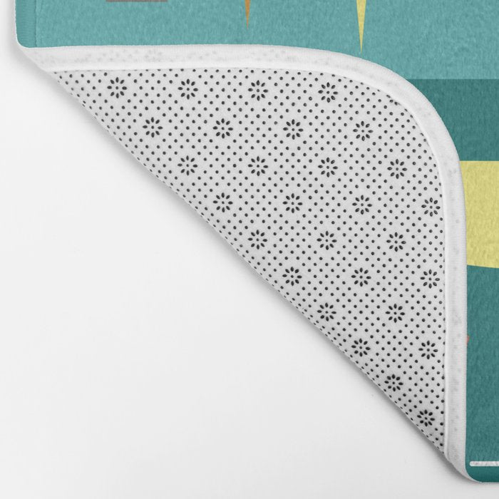 Turquoise Mid Century Modern Bath Mat Gallery Image 2