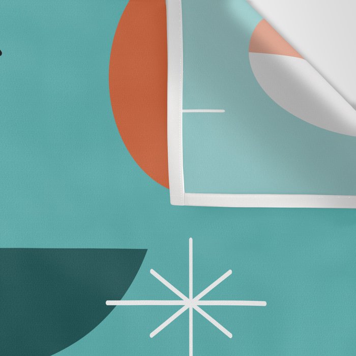 Turquoise Mid Century Modern Wall Tapestry Gallery Image 3