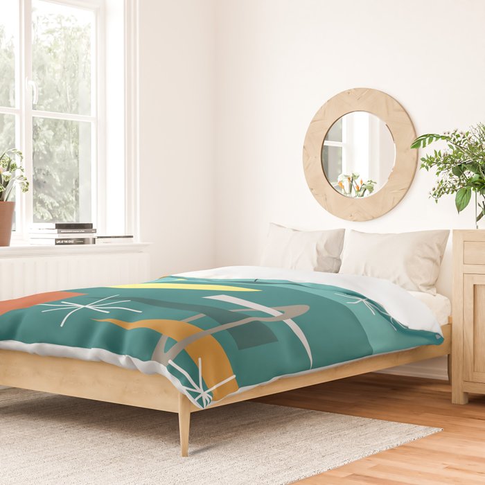 Turquoise Mid Century Modern Duvet Cover Gallery Image 2