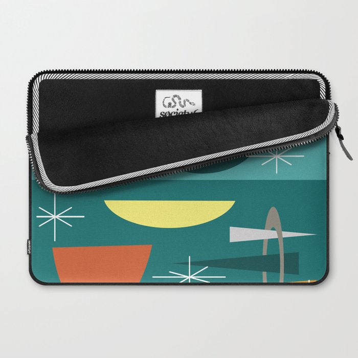 Turquoise Mid Century Modern Laptop Sleeve Gallery Image 2