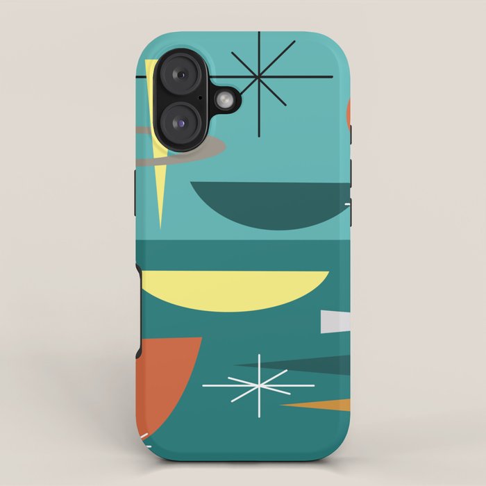 Turquoise Mid Century Modern iPhone Case Gallery Image 1