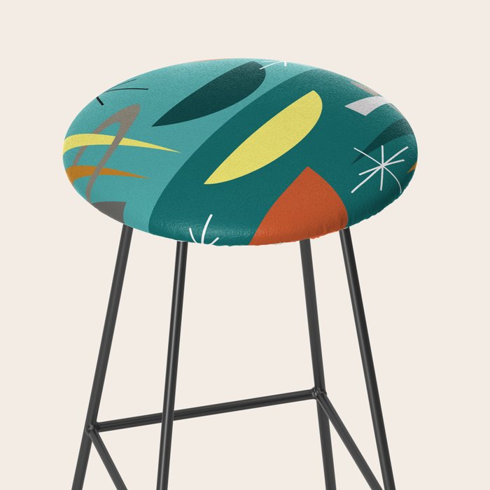 Turquoise Mid Century Modern Stool Gallery Image 2