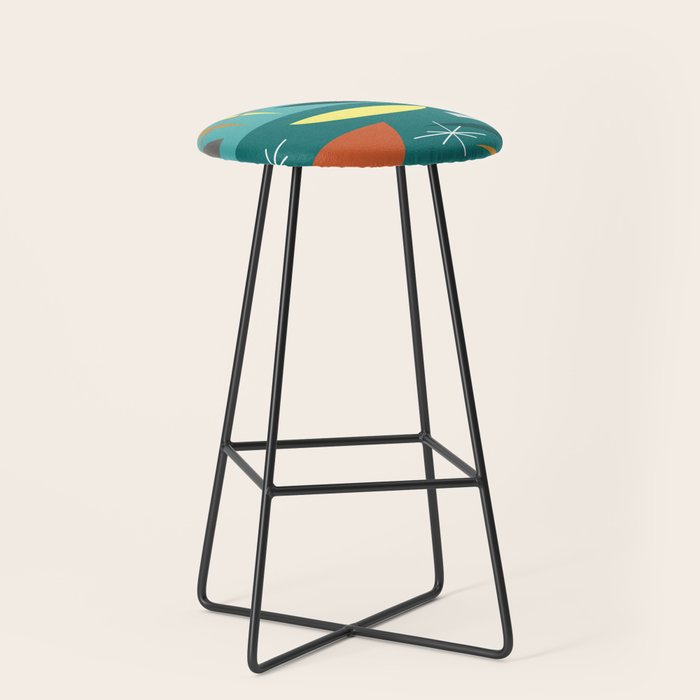Turquoise Mid Century Modern Stool Gallery Image 1