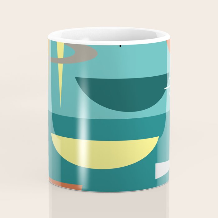 Turquoise Mid Century Modern Coffee Mug Gallery Image 4