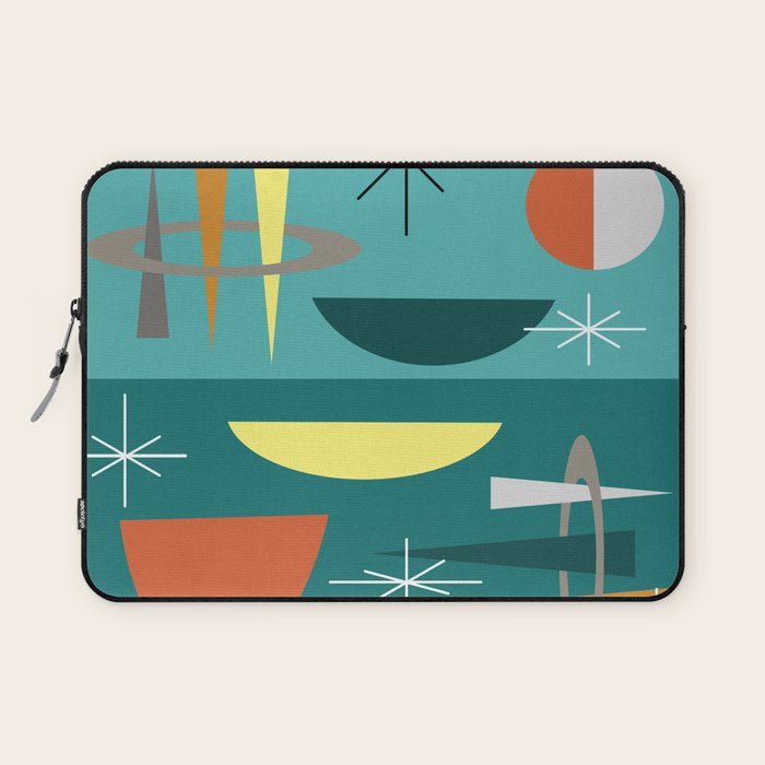 Turquoise Mid Century Modern Laptop Sleeve Gallery Image 1