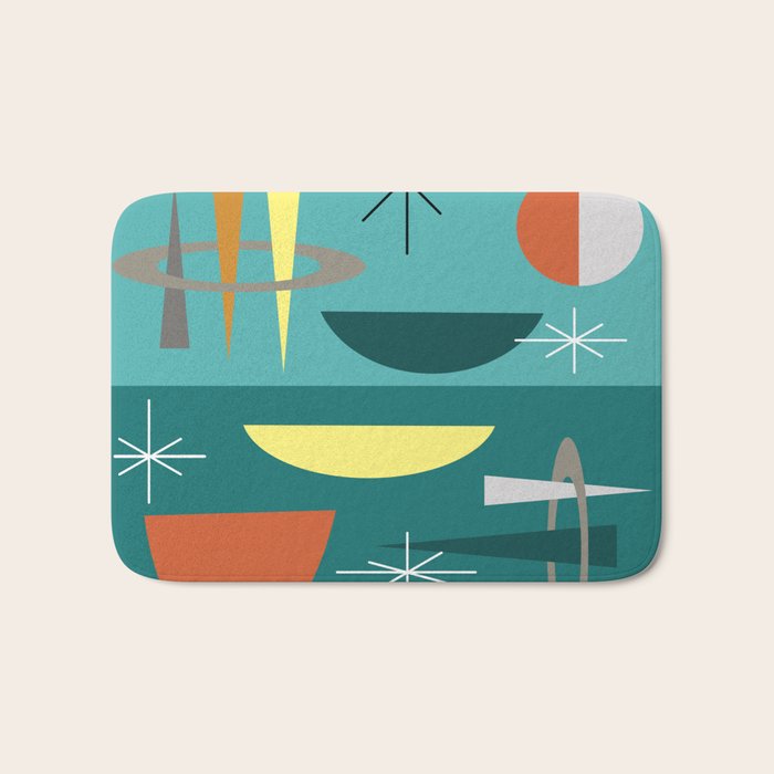 Turquoise Mid Century Modern Bath Mat Gallery Image 1