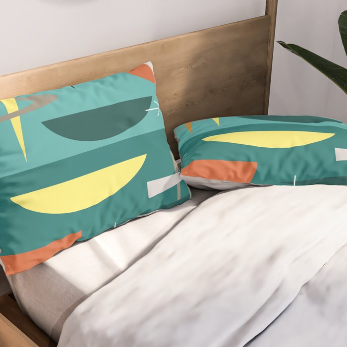 Turquoise Mid Century Modern Pillow Sham Gallery Image 2