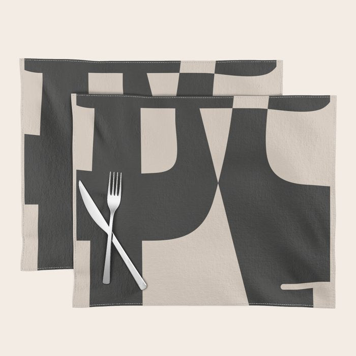 Modern Black And White Abstract Art 1 Placemat Gallery Image 1