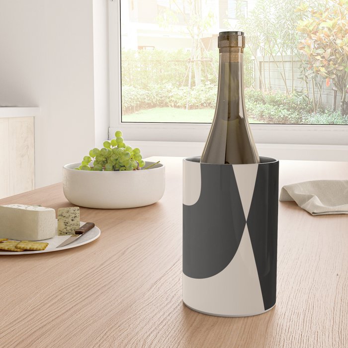 Modern Black And White Abstract Art 1 Wine Chiller Gallery Image 4