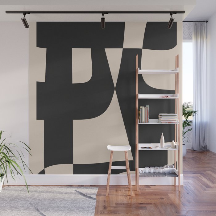 Modern Black And White Abstract Art 1 Wall Mural Gallery Image 1