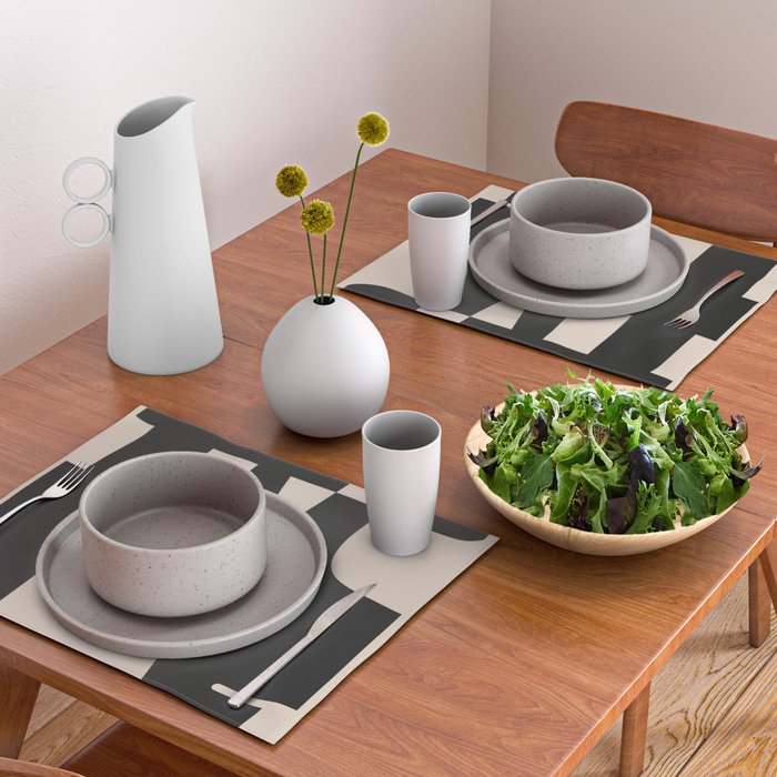 Modern Black And White Abstract Art 1 Placemat Gallery Image 2