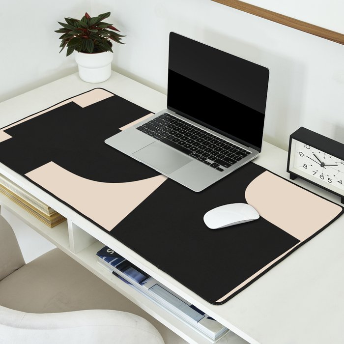 Modern Black And White Abstract Art 1 Desk Mat Gallery Image 2