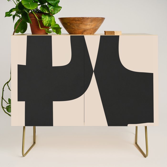 Modern Black And White Abstract Art 1 Credenza Gallery Image 1