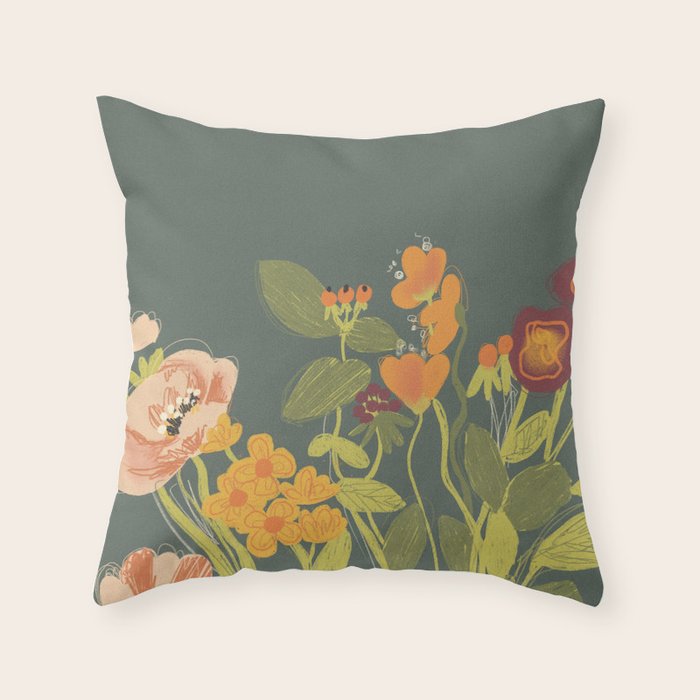 Meadow flowers Throw Pillow Gallery Image 6