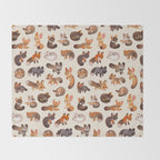 Foxes - beige Throw Blanket Gallery Image 2