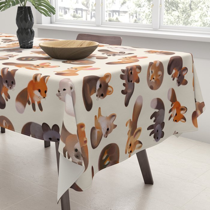 Foxes - beige Tablecloth Gallery Image 3