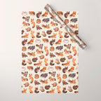 Foxes - beige Wrapping Paper Gallery Image 1