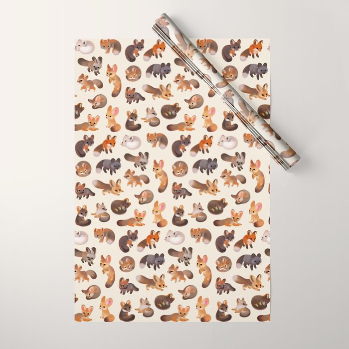 Foxes - beige Wrapping Paper Gallery Image 1