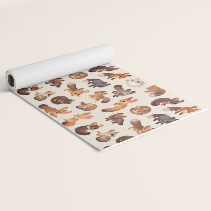Foxes - beige Yoga Mat Gallery Image 2