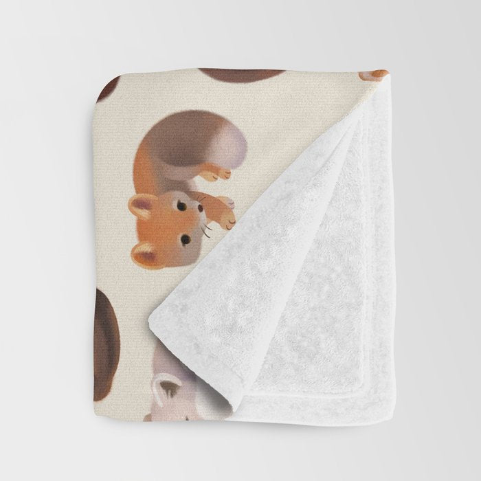 Foxes - beige Throw Blanket Gallery Image 3