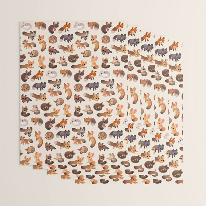 Foxes - beige Wrapping Paper Gallery Image 3