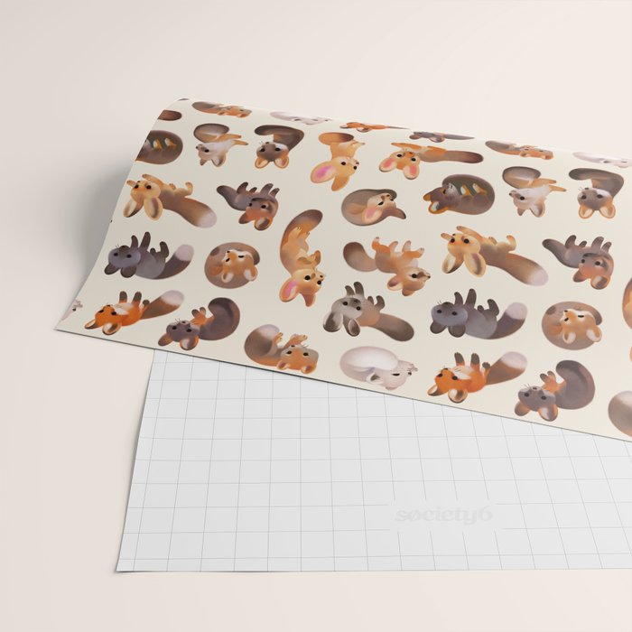 Foxes - beige Wrapping Paper Gallery Image 2