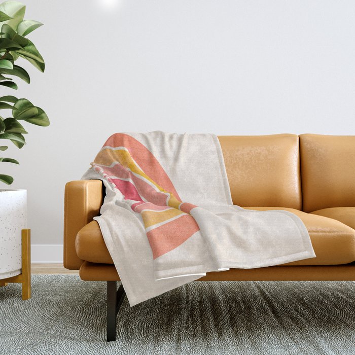 Whimsical Vintage Rainbow Waves Throw Blanket Gallery Image 1