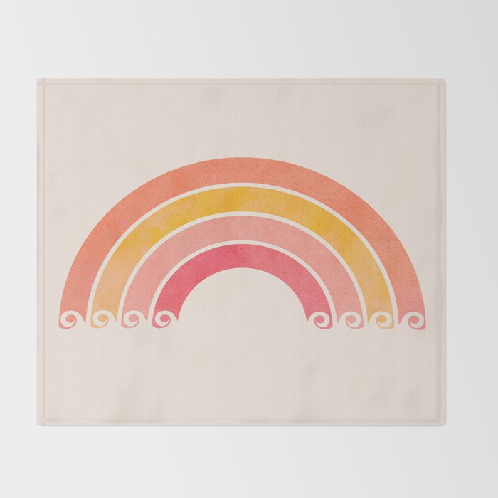 Whimsical Vintage Rainbow Waves Throw Blanket Gallery Image 2