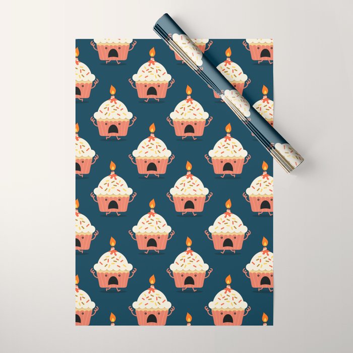 Cupcake on fire Wrapping Paper Gallery Image 1