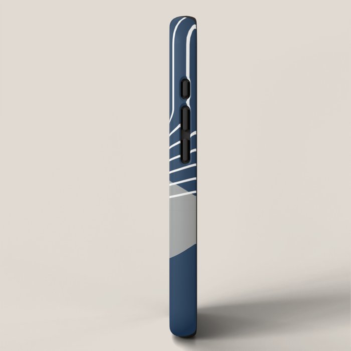 Mid Century Modern Geometric 106 in Navy Blue and Grey (Rainbow and Sun Abstraction) iPhone Case Gallery Image 2