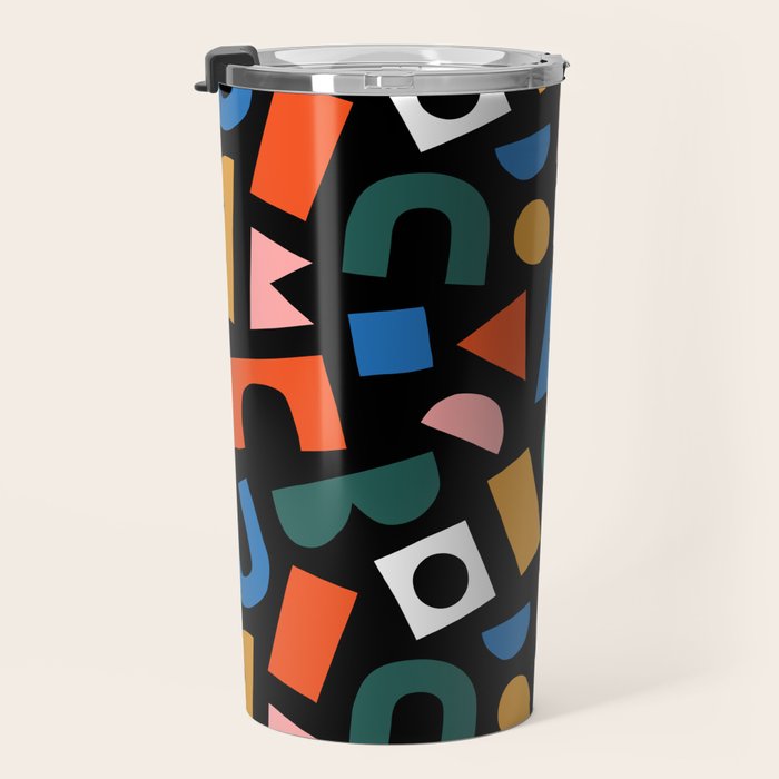 Colorful abstract organic shape art pattern Travel Mug Gallery Image 3