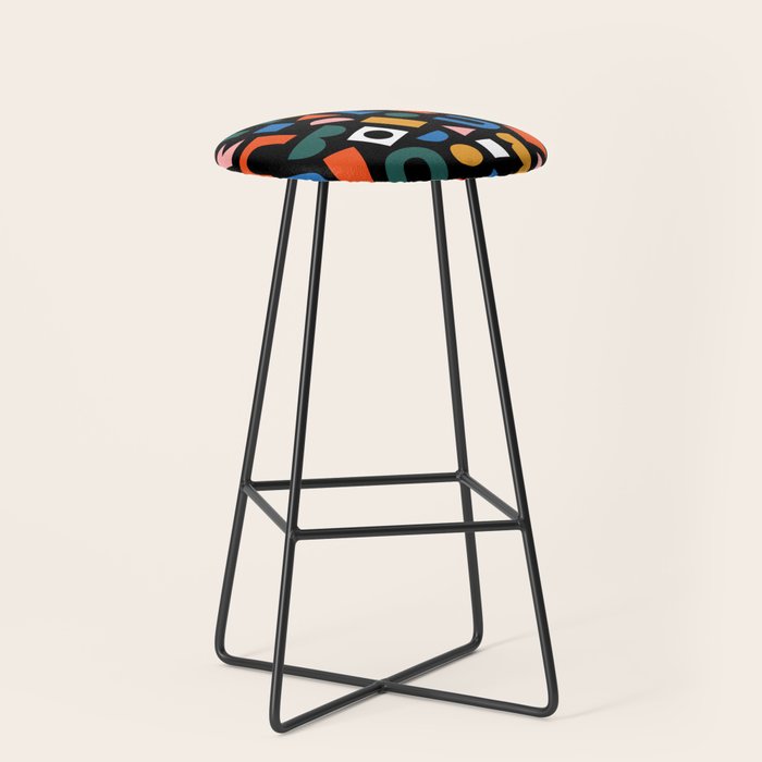 Colorful abstract organic shape art pattern Stool Gallery Image 1